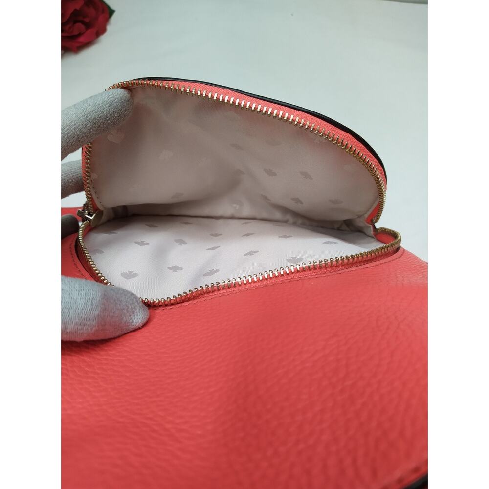 Kate Spade New York Jackson Coral Red Pebbled Leather Zipper Top Handle Backpack - Picture 11 of 16